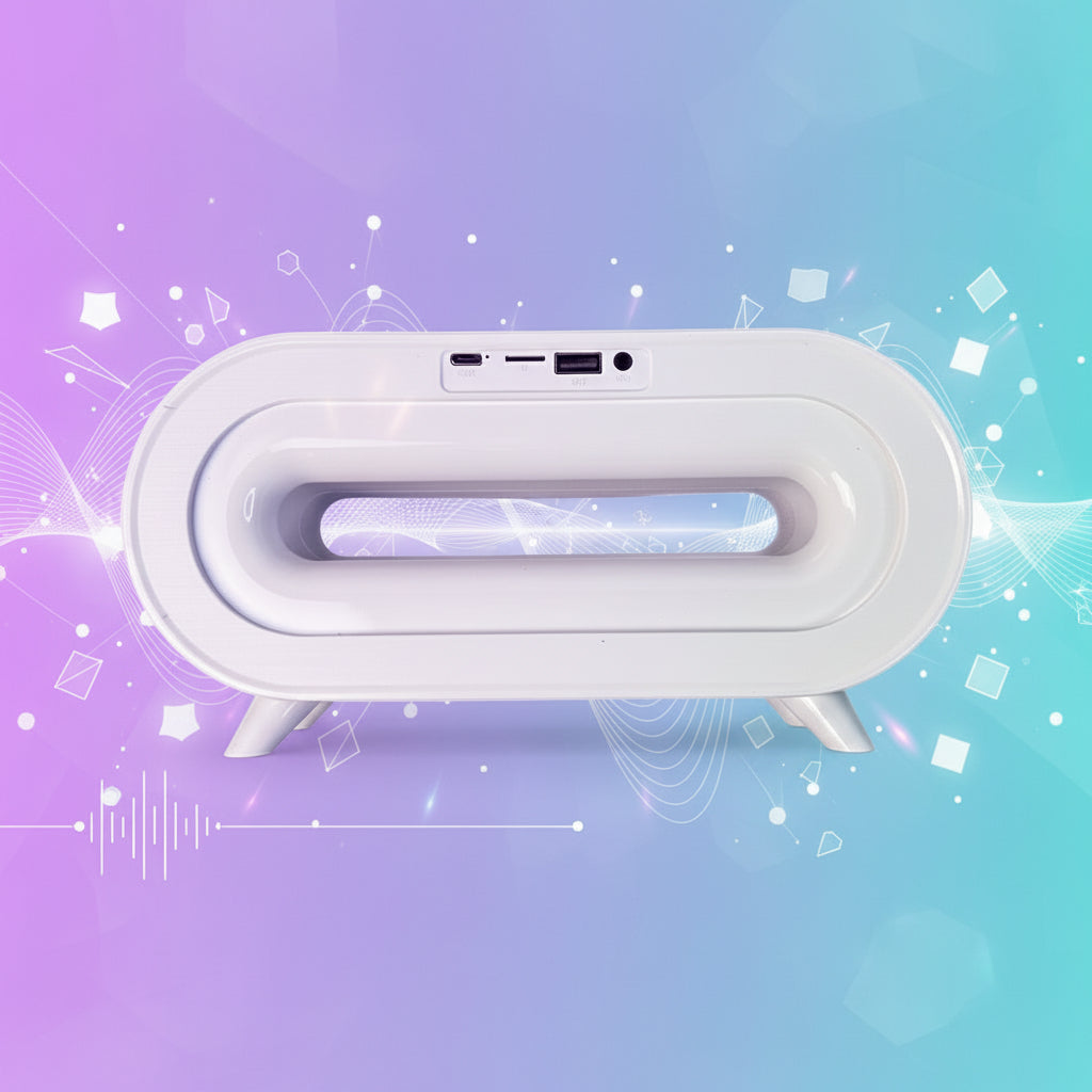 White electronic device with ports on a white background